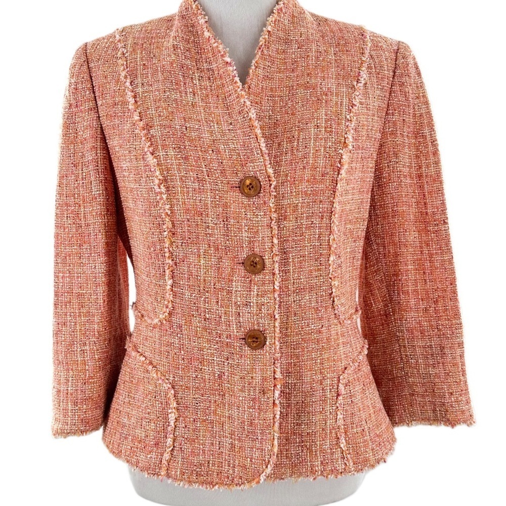 Kasper womens blazer size 2p coral tweed old money